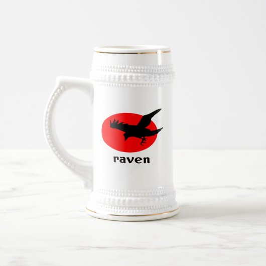Raven op rode zon bierpul (Links)