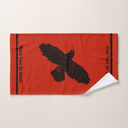 Raven op rood bad handdoek (Handdoek)