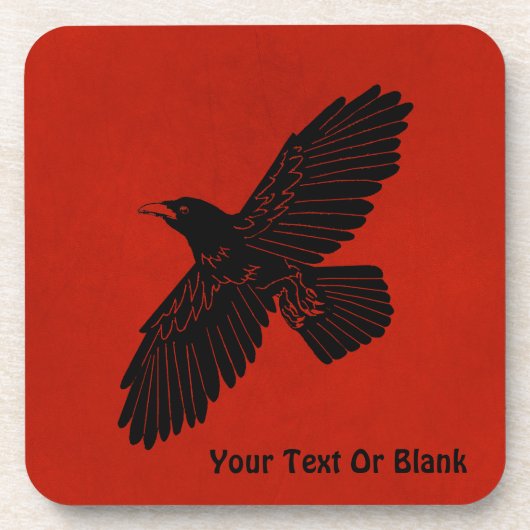 Raven op rood bier onderzetter (Voorkant)