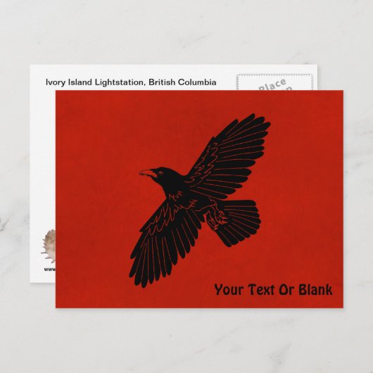 Raven op rood briefkaart (Voorkant / Achterkant)