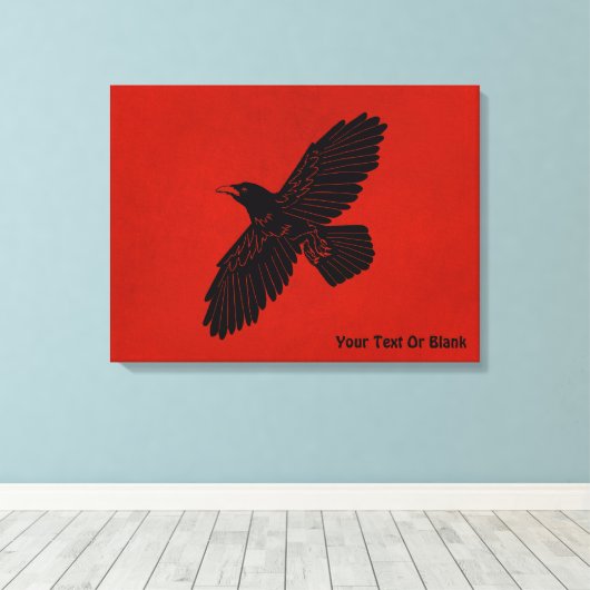 Raven op rood canvas afdruk (Insitu (Houten vloer))
