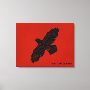Raven op rood canvas afdruk