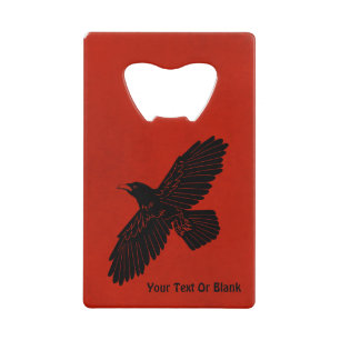 Raven op rood creditkaart flessenopener
