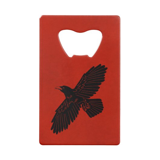Raven op rood creditkaart flessenopener (Achterkant)