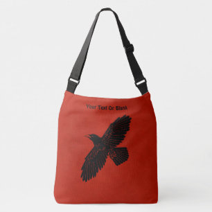Raven op rood crossbody tas
