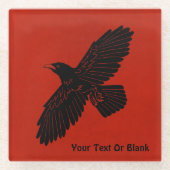 Raven op rood glazen onderzetter (Voorkant)
