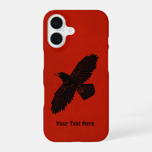 Raven op rood iPhone 16 hoesje