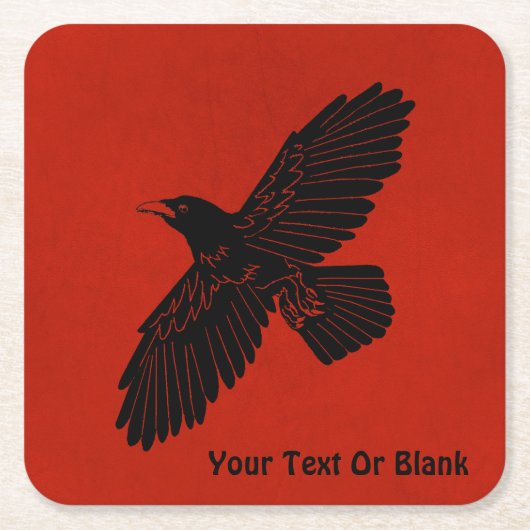 Raven op rood kartonnen onderzetters (Voorkant)