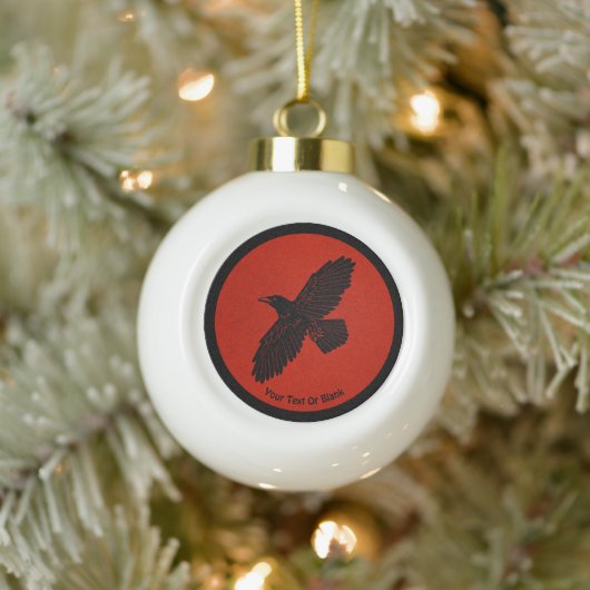 Raven op rood keramische bal ornament (Boom)
