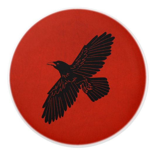 Raven op rood keramische knop (Voorkant)