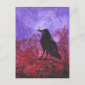 Raven op rood + Paars abstract briefkaart (Voorkant)