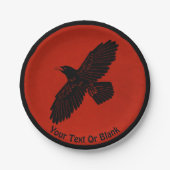 Raven op rood papieren bordje (Voorkant)