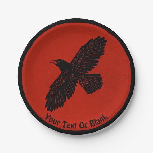 Raven op rood papieren bordje (Voorkant)