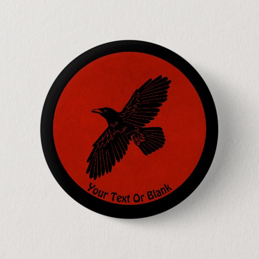 Raven op rood ronde button 5,7 cm (Voorkant)
