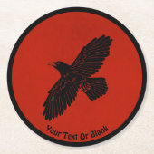 Raven op rood ronde kartonnen onderzetter (Voorkant)