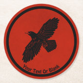 Raven op rood ronde kartonnen onderzetter (Voorkant)