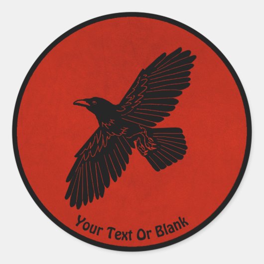 Raven op rood ronde sticker (Voorkant)