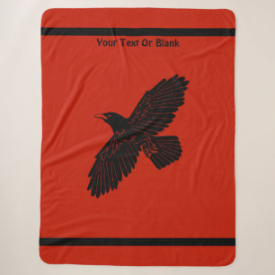 Raven op rood sherpa deken