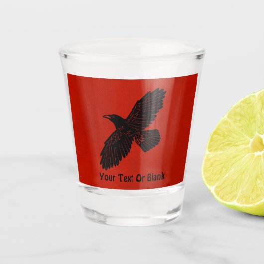 Raven op rood shot glas (Voorkant)
