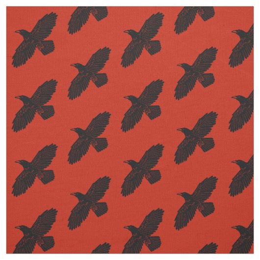 Raven op rood stof (Swatch)