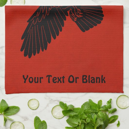 Raven op rood theedoek (Gevouwen)