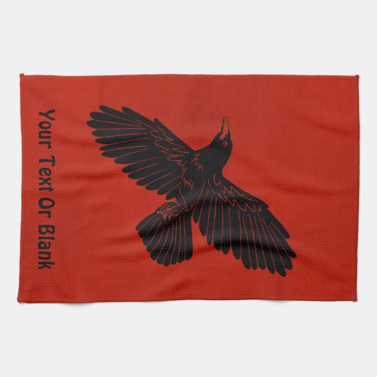 Raven op rood theedoek (Horizontaal)