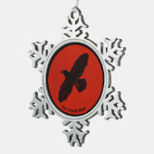 Raven op rood tin sneeuwvlok ornament (Rechts)