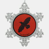 Raven op rood tin sneeuwvlok ornament (Voorkant)