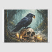 Raven op Schedel in de Bos Decoupage Tissuepapier (Voorkant)