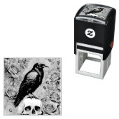 Raven op schedel met Rozen Zelfinktende Stempel (In situ)