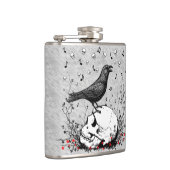 Raven op schedelillustratie heupfles (Rechts)