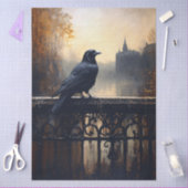 Raven op smeedijzeren hek Gotische Decoupage Tissuepapier (Craft)
