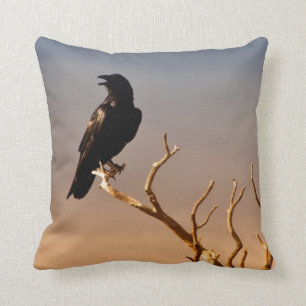 Raven op Sunlit Tree Branches, Grand Canyon Kussen