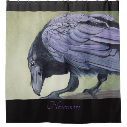 Raven Original Waterverf Crow van Miranda Print Douchegordijn (Voorkant)