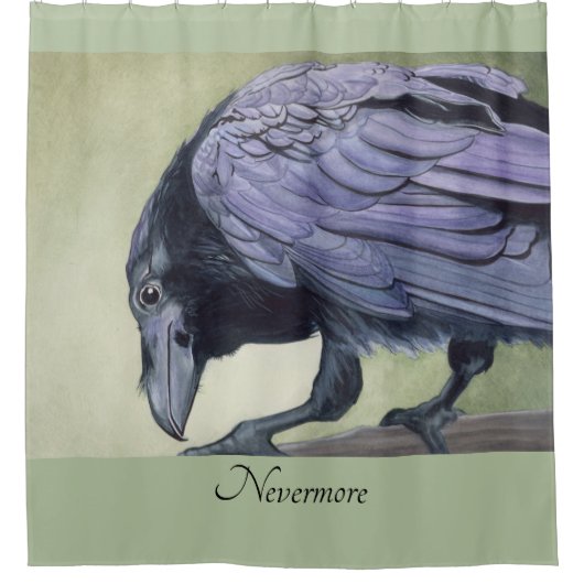 Raven Original Waterverf Crow van Miranda Print Douchegordijn (Voorkant)