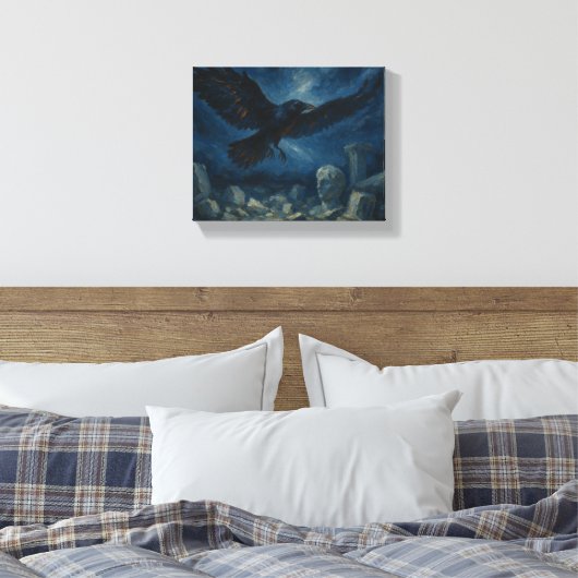 Raven over oude stenen - Dark Fantasy Gothic Canvas Afdruk (Insitu (Slaapkamer))