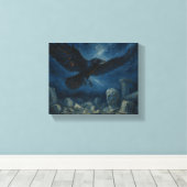 Raven over oude stenen - Dark Fantasy Gothic Canvas Afdruk (Insitu (Houten vloer))