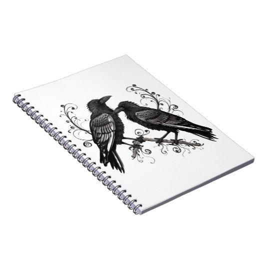 Raven Pair Black Quilling design Notitieboek (Rechterzijde)