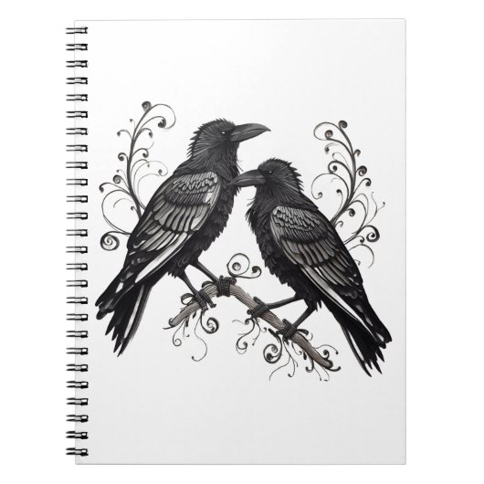 Raven Pair Black Quilling design Notitieboek (Voorkant)