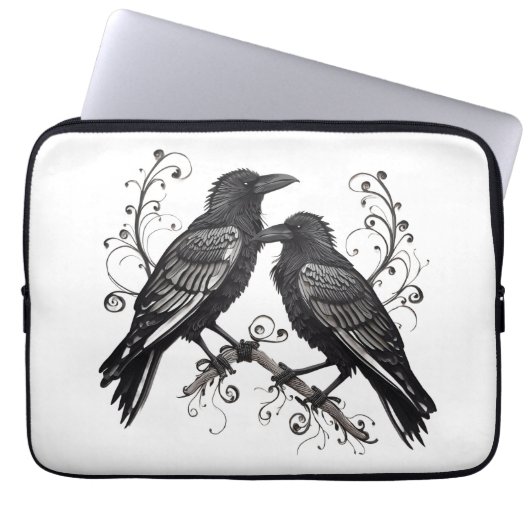 Raven Pair on a Vine Electronics Laptop Bag Laptop Sleeve (Voorkant)