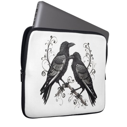 Raven Pair on a Vine Electronics Laptop Bag Sleeve (Voorkant Rechts)