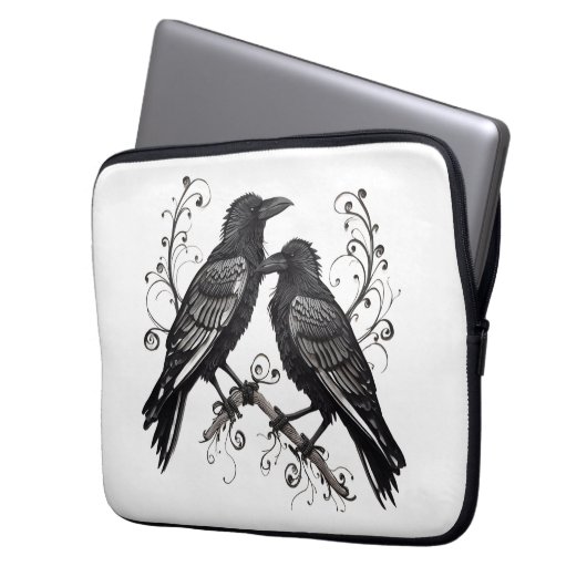 Raven Pair on a Vine Electronics Laptop Bag Sleeve (Voorkant Links)