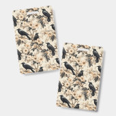 Raven patroon kraai bloemen bomen Badge (Voor- en achterkant)