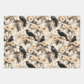 Raven patroon kraai bloemen bomen inpakpapier vel (Voorkant)