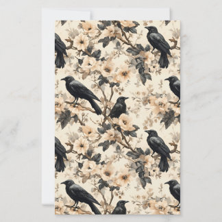 Raven patroon kraai bloemen bomen Papier Blad
