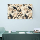 Raven patroon kraai bloemen bomen spandoek (Beurs)
