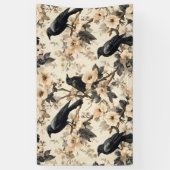 Raven patroon kraai bloemen bomen spandoek (Verticaal)