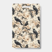 Raven patroon kraai bloemrijke bomen Badge (Achterkant)