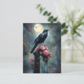 Raven Perched on a Tombstone Briefkaart (Staand voorkant)
