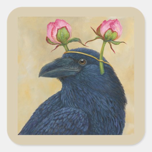 Raven/pioen Sticker (Voorkant)